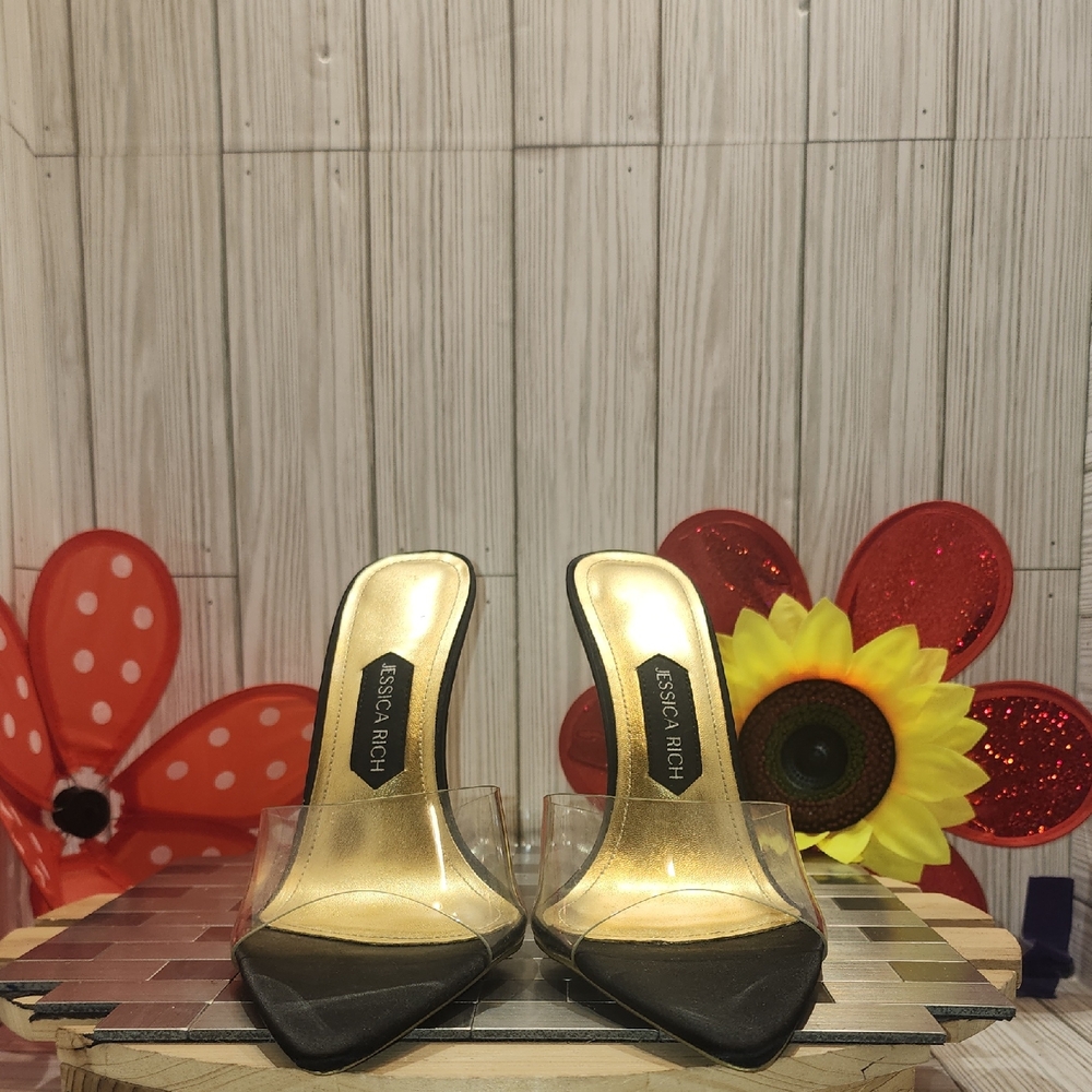 Jessica Rich Black and Gold Clear‎ Heels